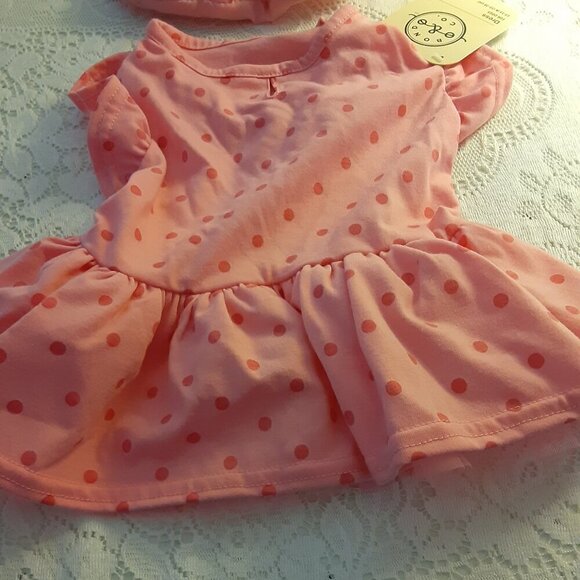 Lot of 2. Bond Co. (S) Pink Polka Dot Dress & Simply Dog Pink Puffy Quilted Coat - Picture 4 of 5